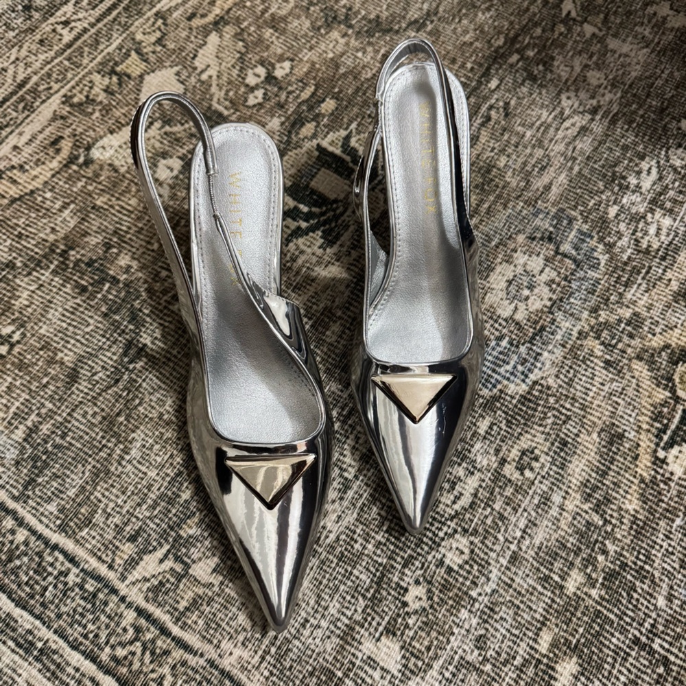 WHITE FOX GEORGIE SLINGBACK HEELS SILVER